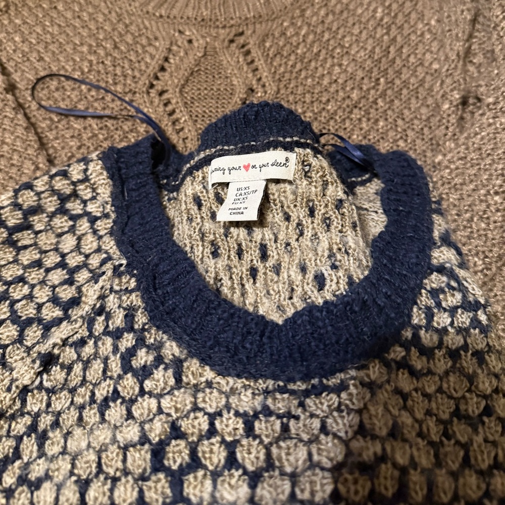 Navy and Cream 1 sweater and light brown 1 sweater sold together